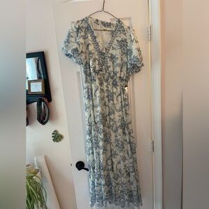 Max studios white and blue floral dress